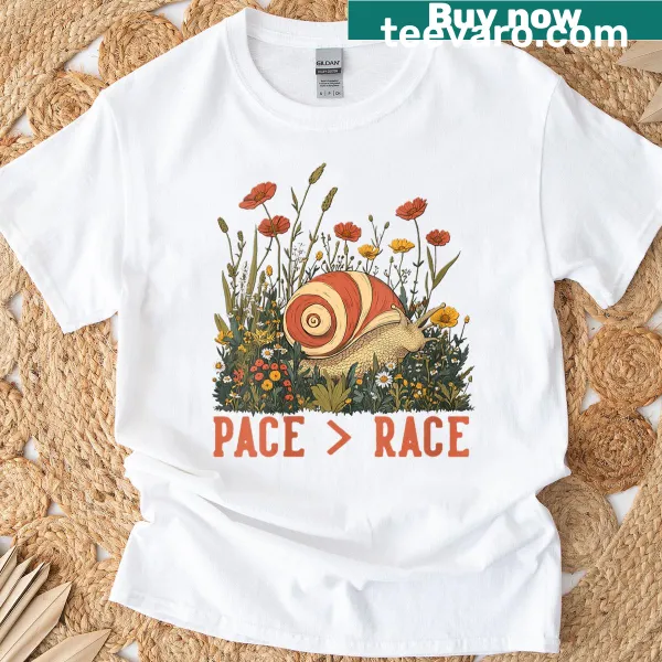 Whimsical snail girl design T-shirt with a floral theme