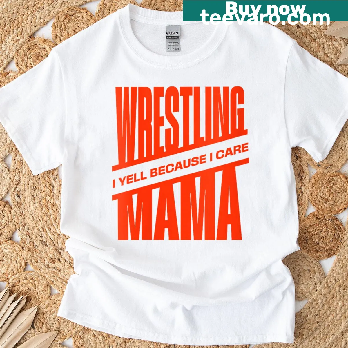 Cartoon graphic T-shirt for wrestling moms with a fun quote — on a men's t-shirt