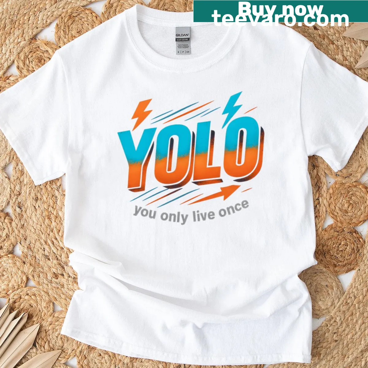 YOLO You Only Live Once T-shirt encouraging risk-taking — on a men's t-shirt