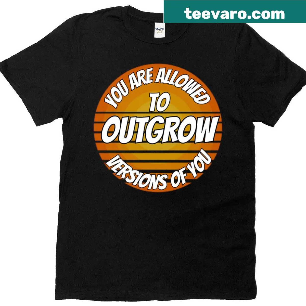 Motivational t-shirt with the phrase about outgrowing versions of yourself — on a men's t-shirt