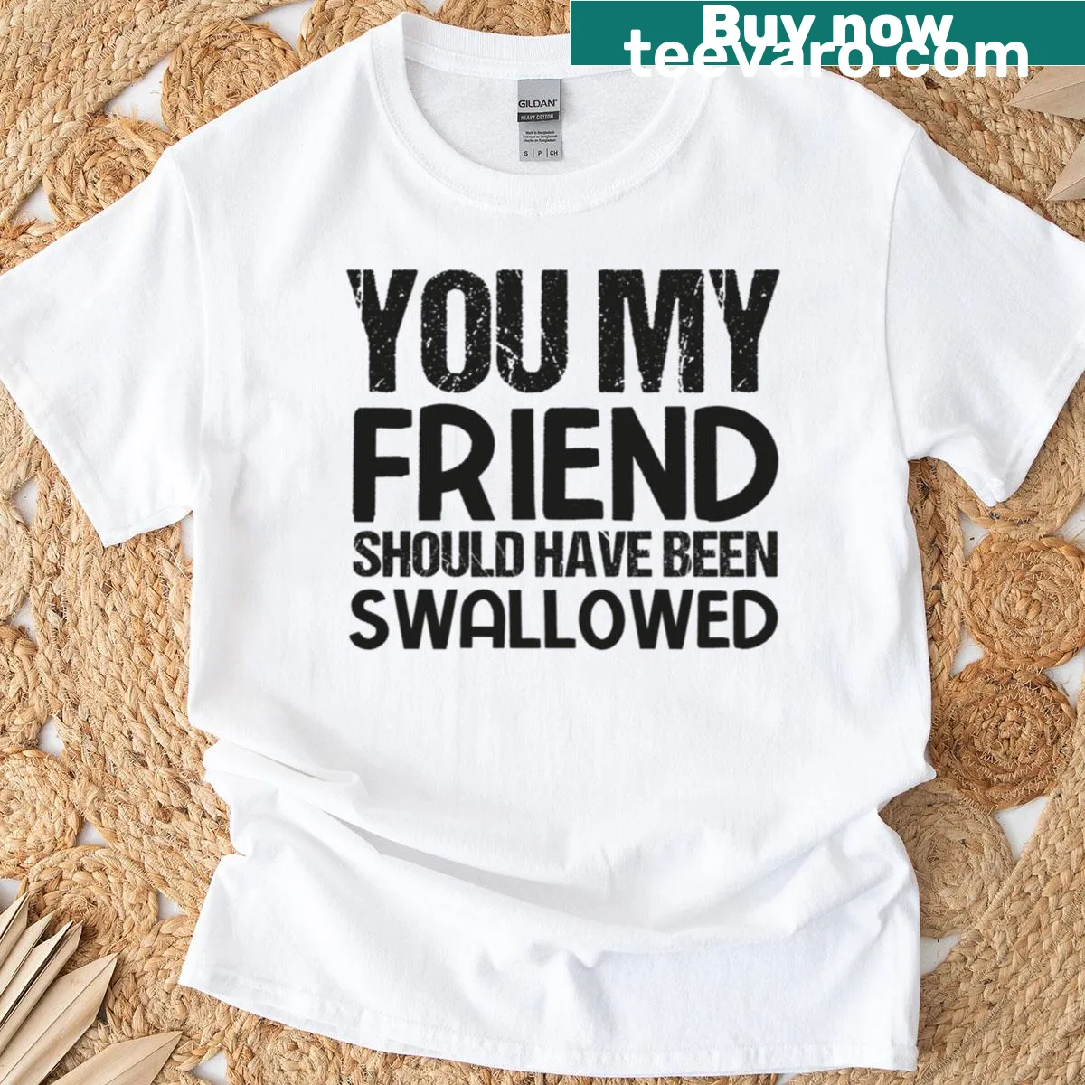 Funny T-shirt with humorous quote design — on a men's t-shirt