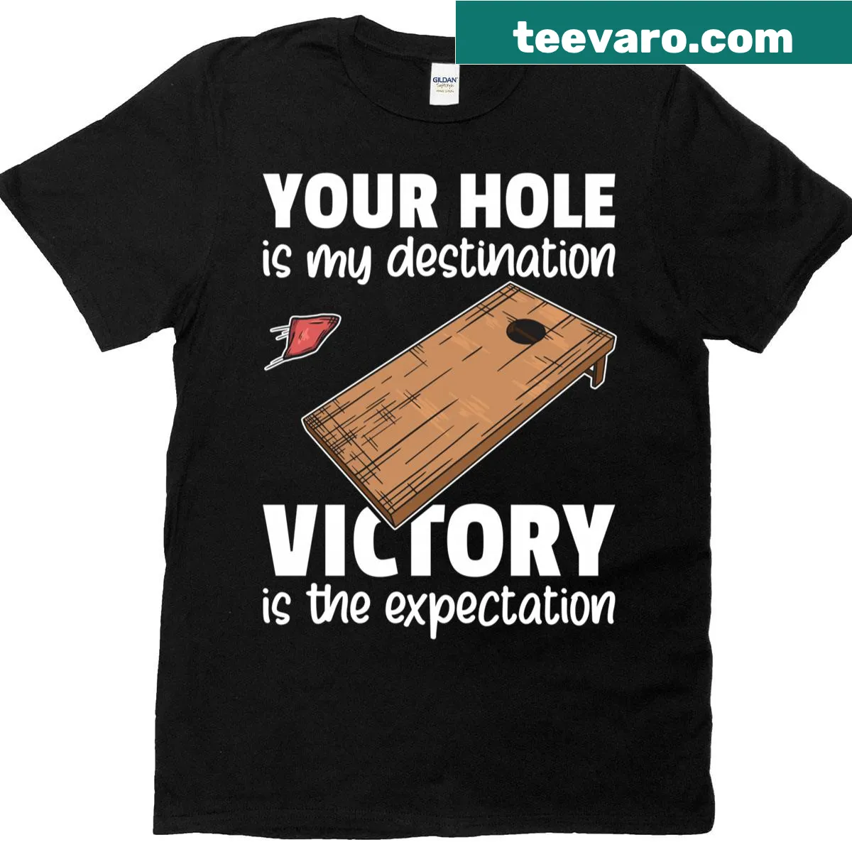 Edgy T-shirt with the phrase 'Your Hole Is My Destination'. — on a men's t-shirt