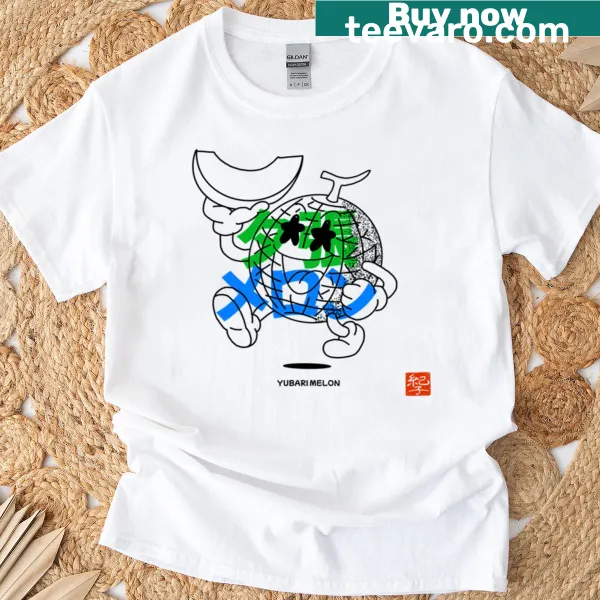 Illustrated Yubari melon graphic on a T-shirt