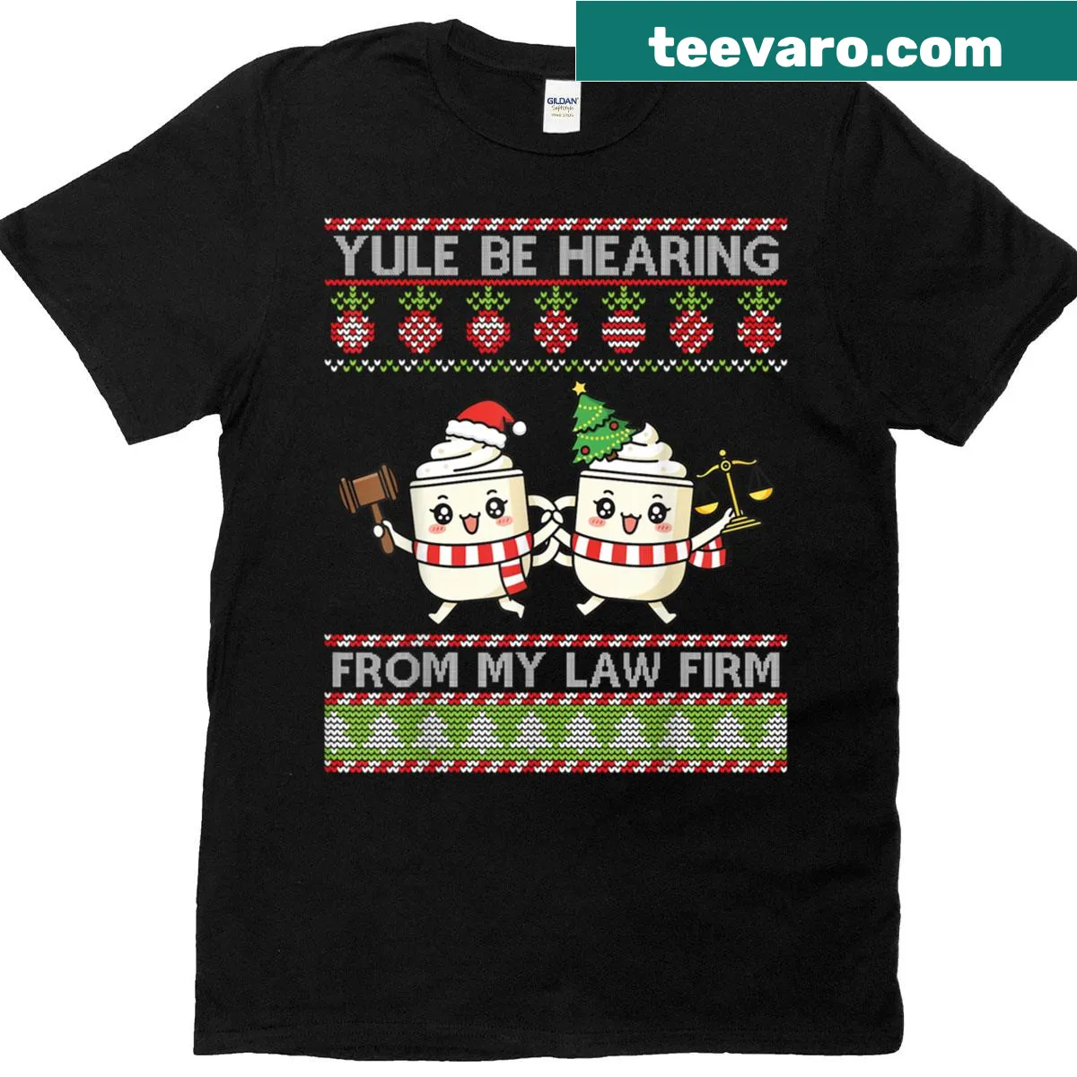 Festive t-shirt featuring a humorous legal pun for Christmas — on a men's t-shirt