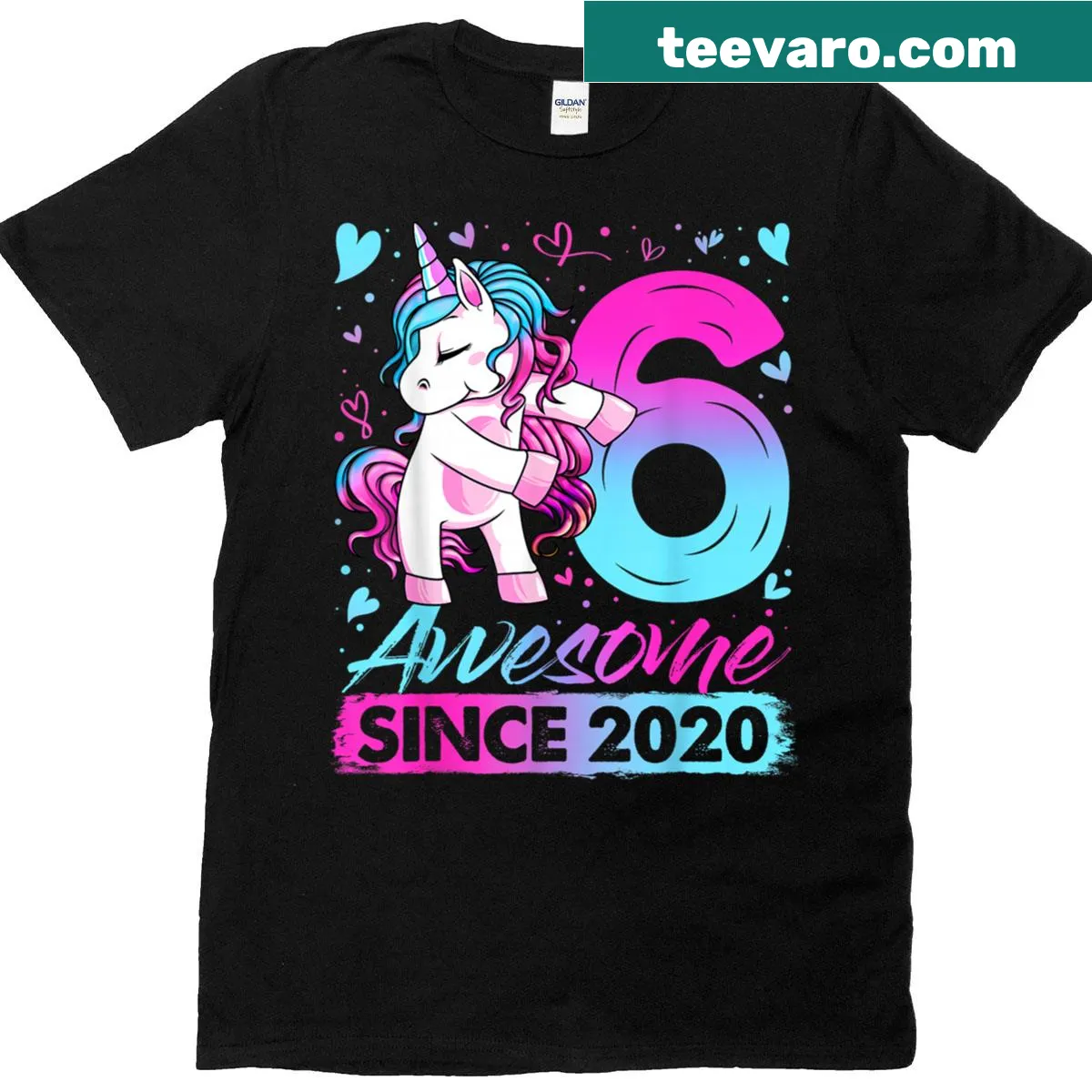 Unicorn-themed t-shirt for 6-year-old girls' birthday — on a men's t-shirt