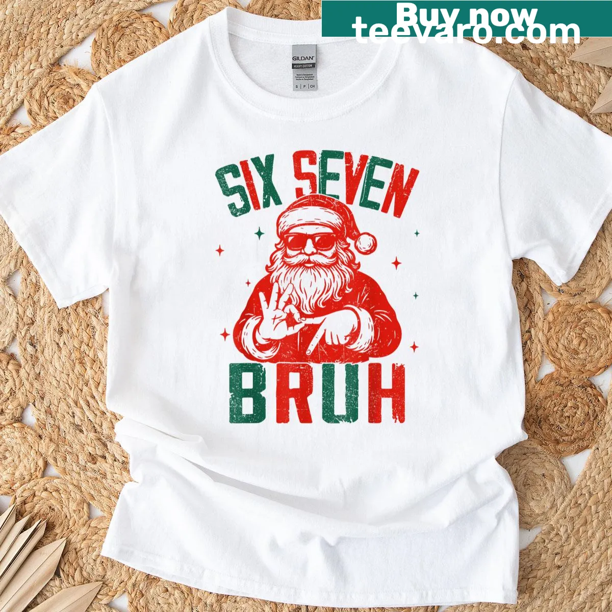 Cartoon Santa with bruh meme design for kids' T-shirt — on a men's t-shirt