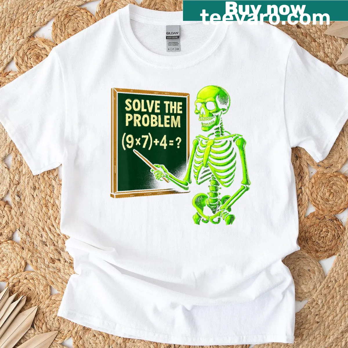 Funny skeleton and math meme t-shirt for Halloween — on a men's t-shirt