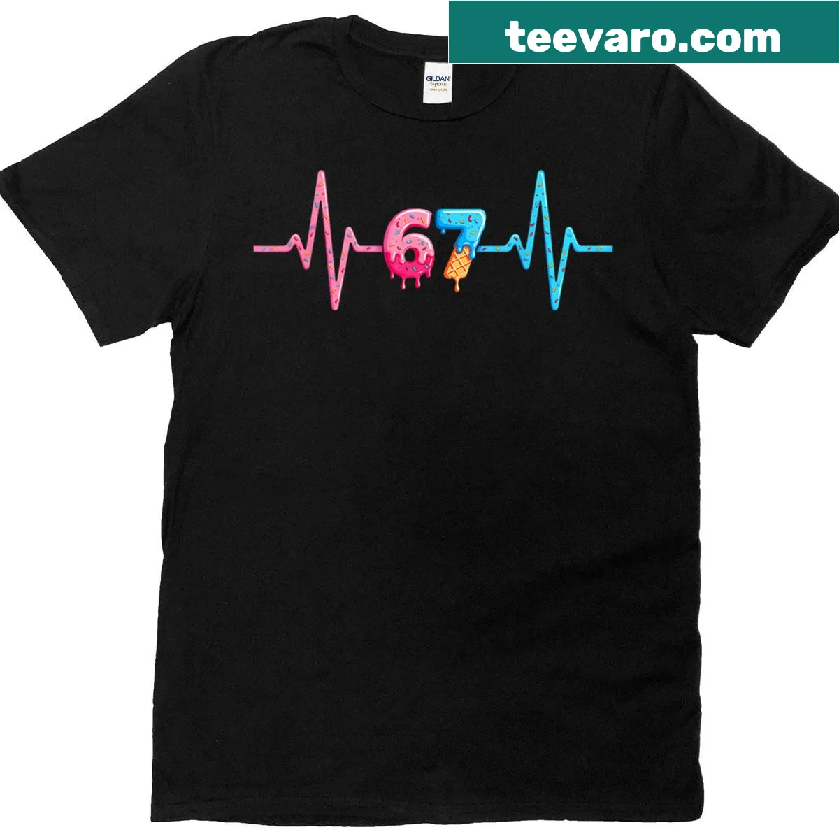 Funny Gen Alpha Ice Cream Heartbeat t-shirt with meme elements — on a men's t-shirt