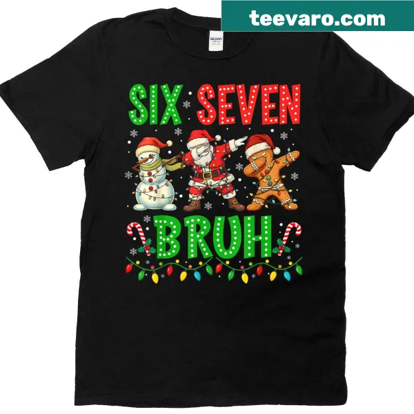 Funny Christmas t-shirt with dabbing Santa and '67 Meme' graphic