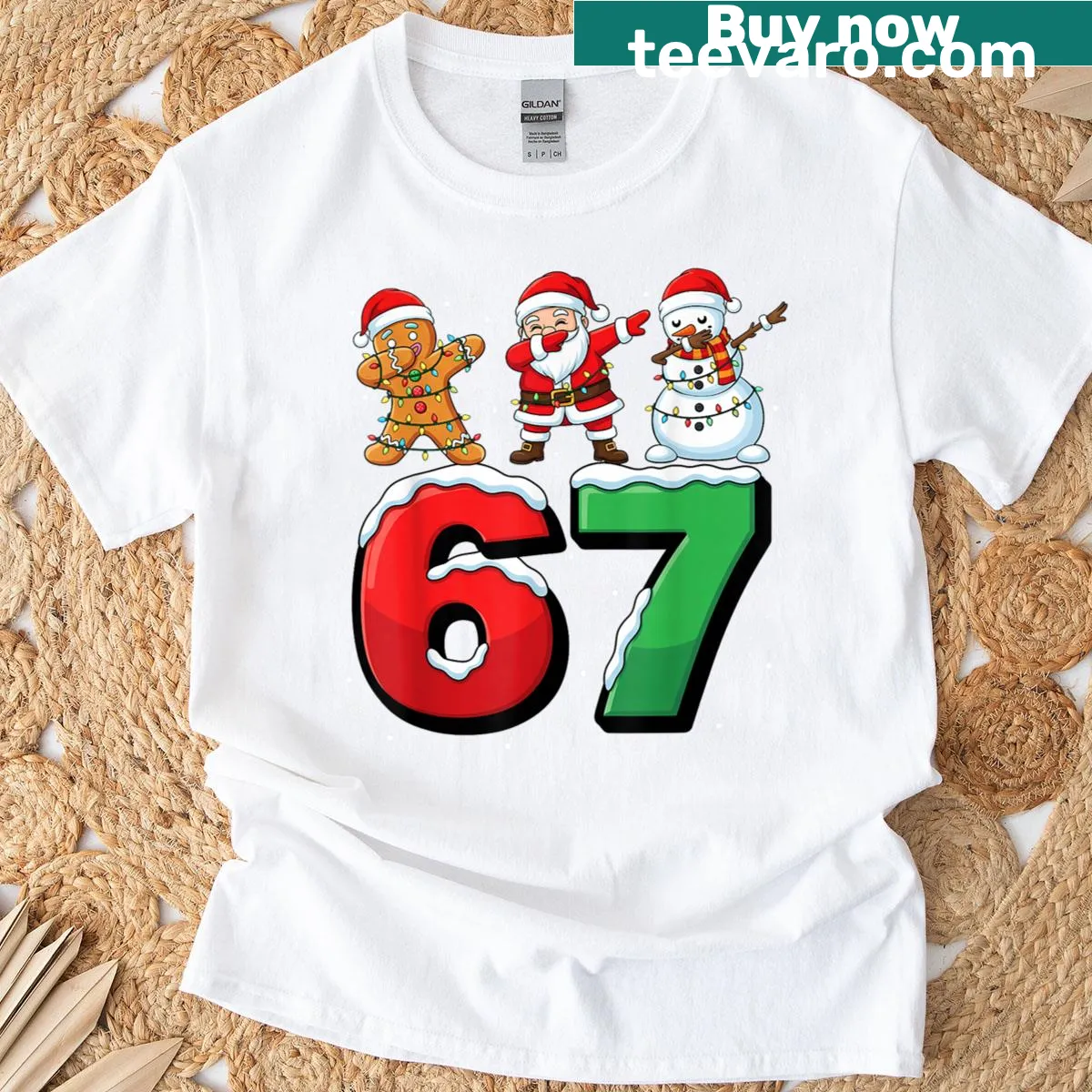 Funny Christmas T-shirt with dabbing Santa illustration for kids — on a men's t-shirt