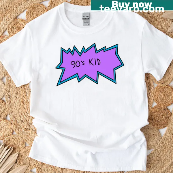 Playful T-shirt celebrating 90s kid culture with fun graphics.