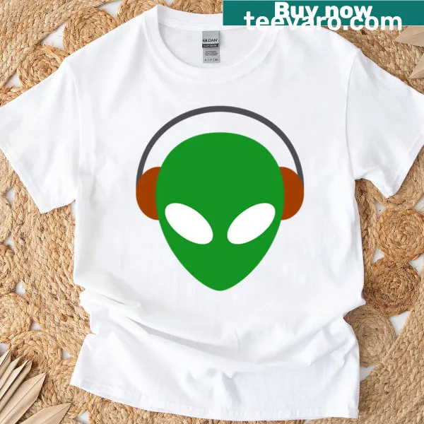 Oversized alien music-themed t-shirt with playful design