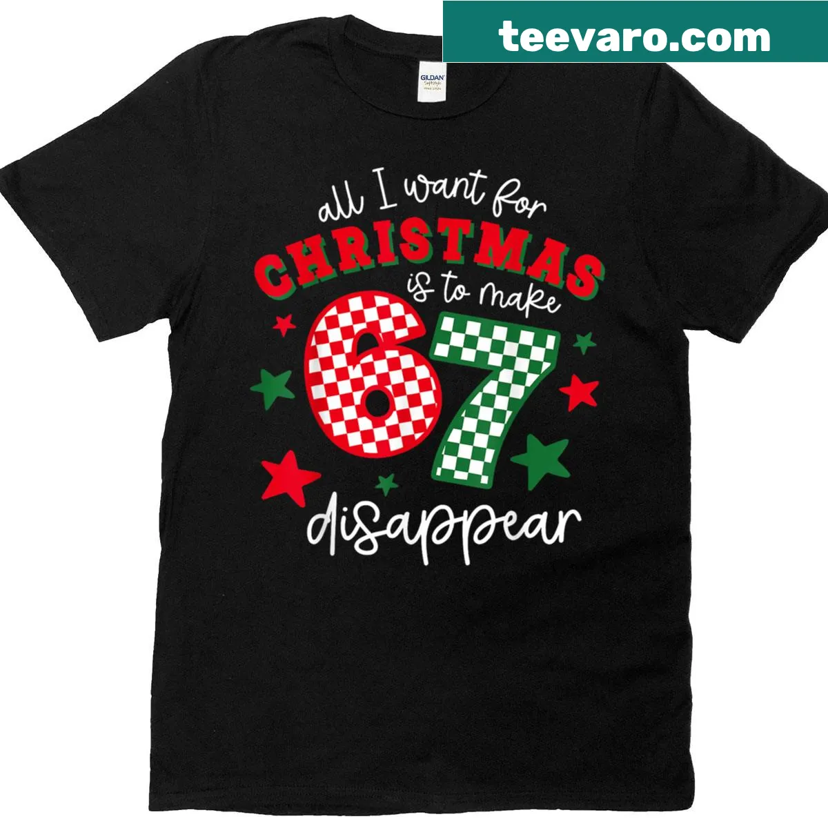 Funny T-shirt with holiday phrase about making 67 disappear — on a men's t-shirt
