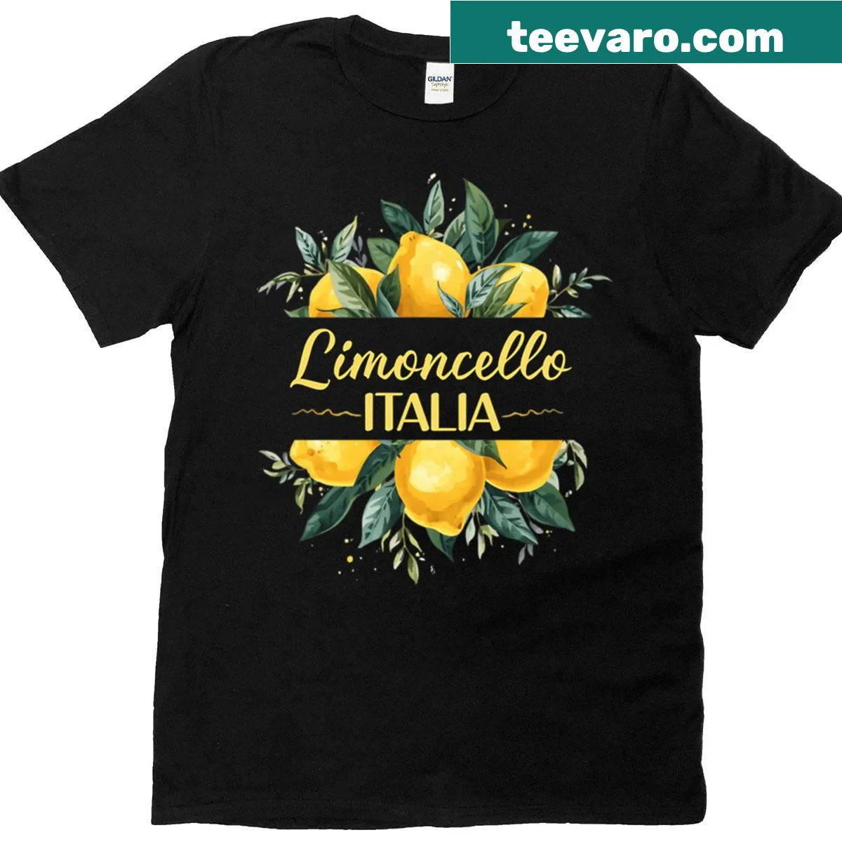 Artistic T-shirt featuring Italian lemons and limoncello design — on a men's t-shirt