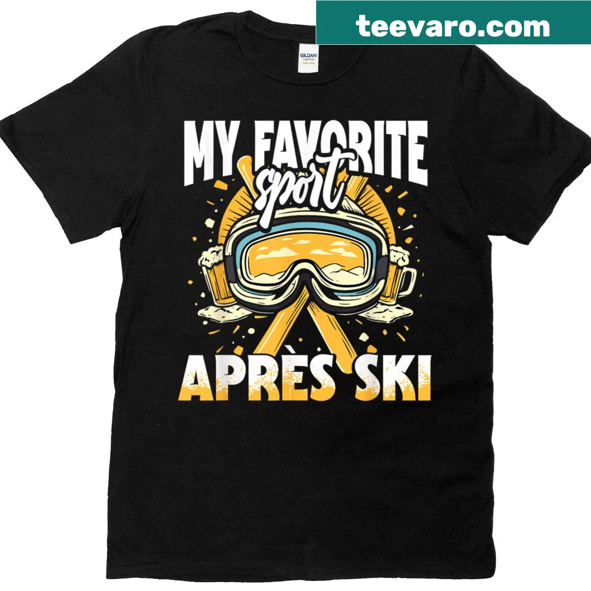 Funny Après Ski graphic on vintage-style T-shirt — on a men's t-shirt