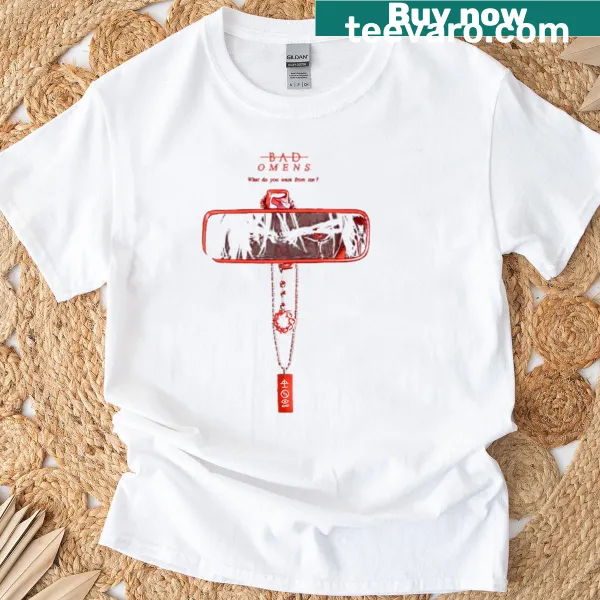 Bold Bad Omens red key logo printed on a casual T-shirt.