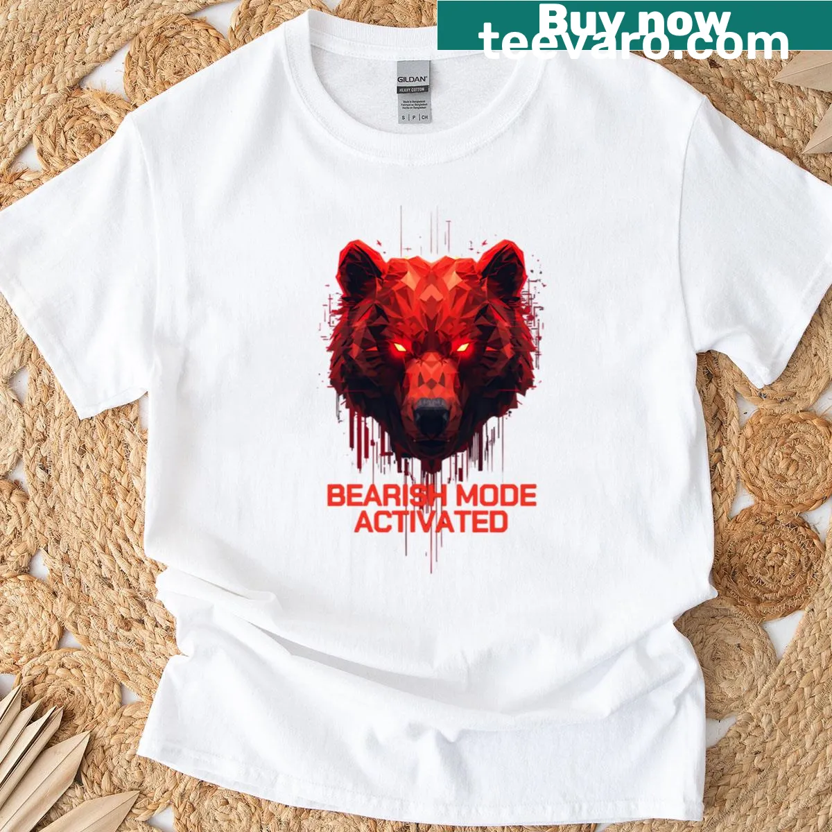 Funny T-shirt with bear market theme for crypto traders — on a men's t-shirt