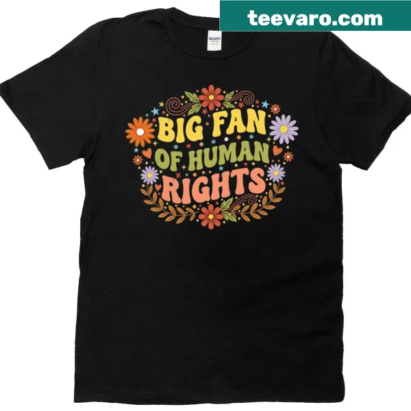 Retro floral design t-shirt promoting human rights