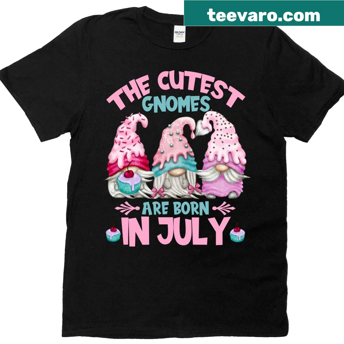 Cute birthday gnome graphic t-shirt for July birthdays — on a men's t-shirt