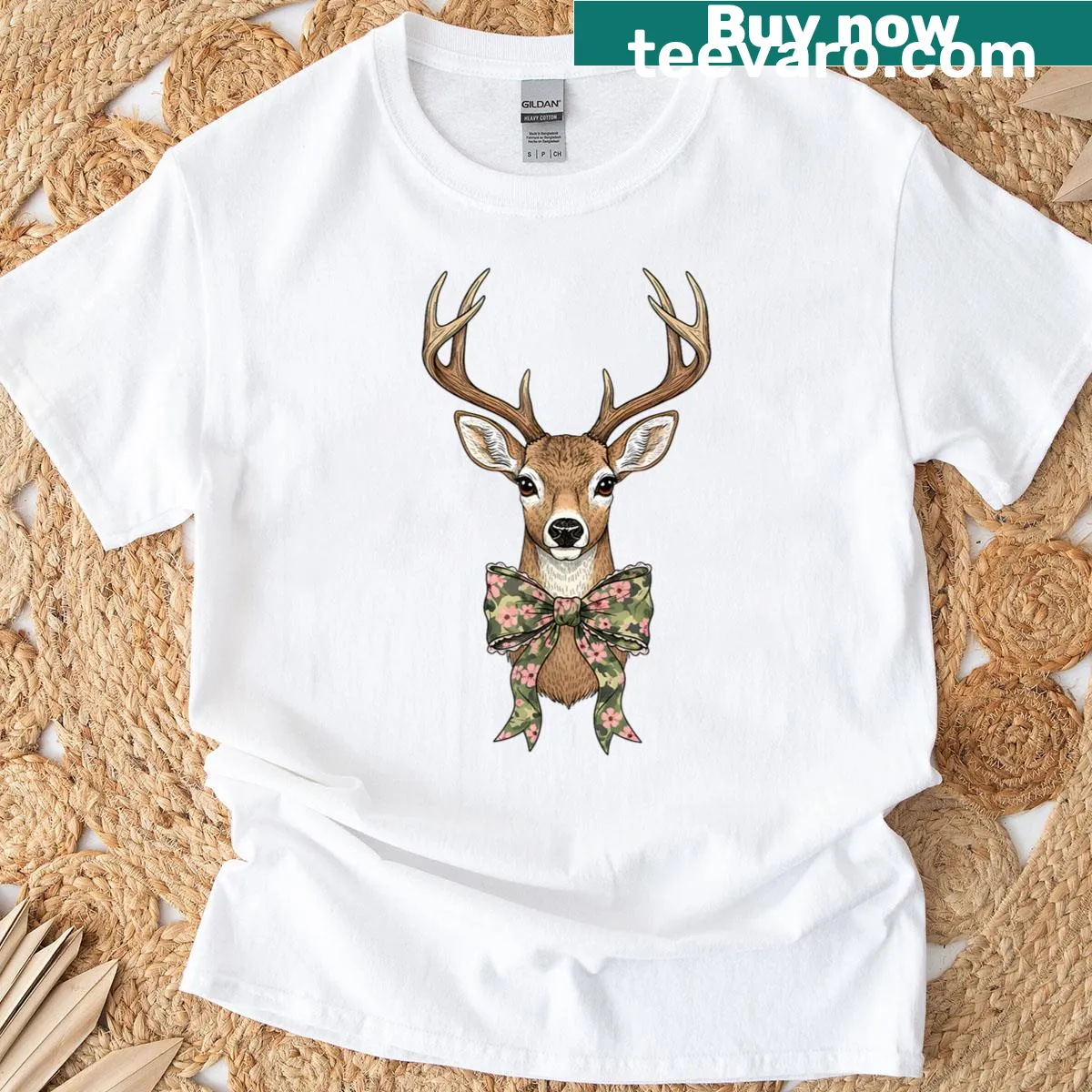Vintage distressed camouflage T-shirt for women featuring bow hunting design — on a men's t-shirt
