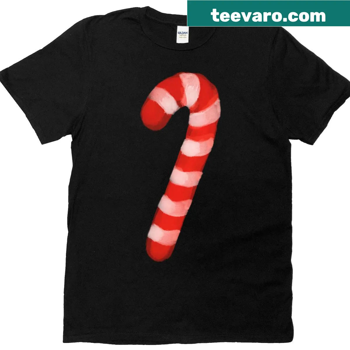 Candy Cane t-shirt featuring playful typography and a candy cane graphic — on a men's t-shirt