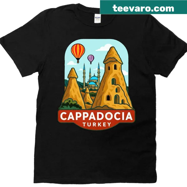 Illustration of Cappadocia's fairy chimneys on T-shirt