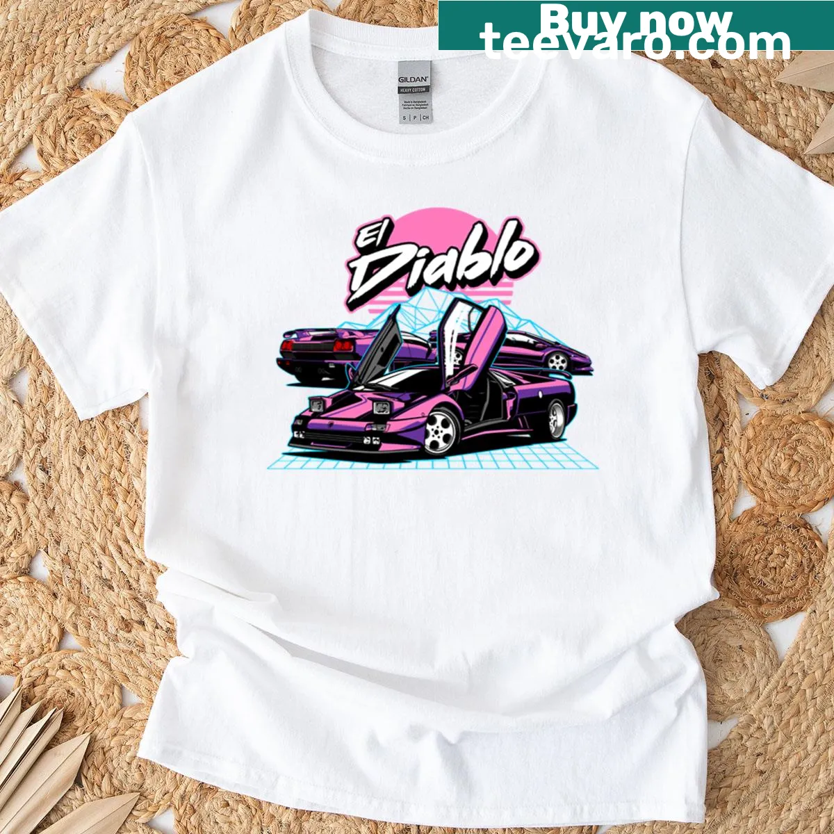 Automotive-themed graphic t-shirt with speed design — on a men's t-shirt