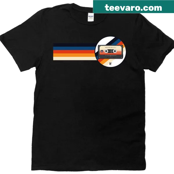 Vintage cassette tape graphic on T-shirt