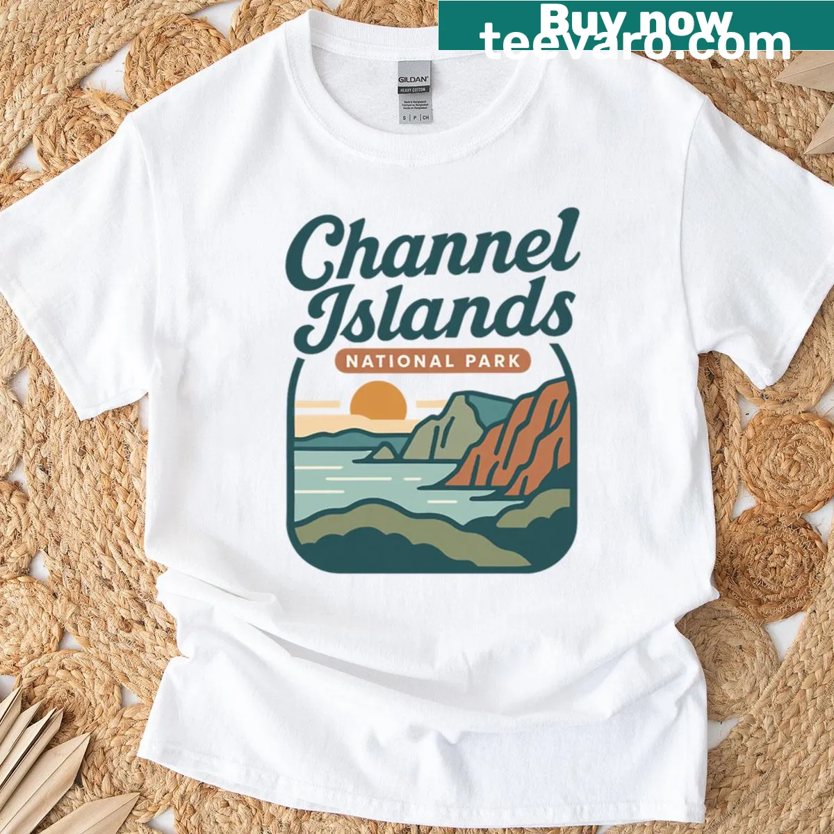 Retro design shirt featuring Channel Islands National Park — on a men's t-shirt