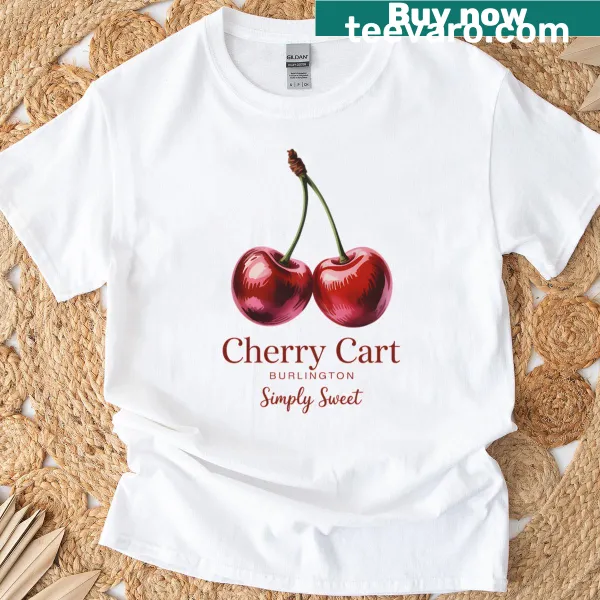 Playful cherry cart graphic on an oversized t-shirt