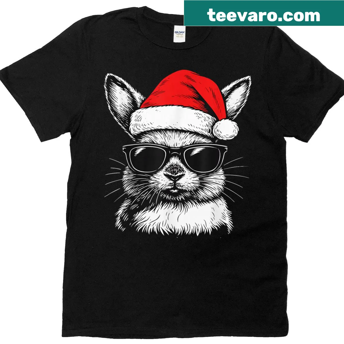 Cute bunny wearing sunglasses for Easter t-shirt — on a men's t-shirt