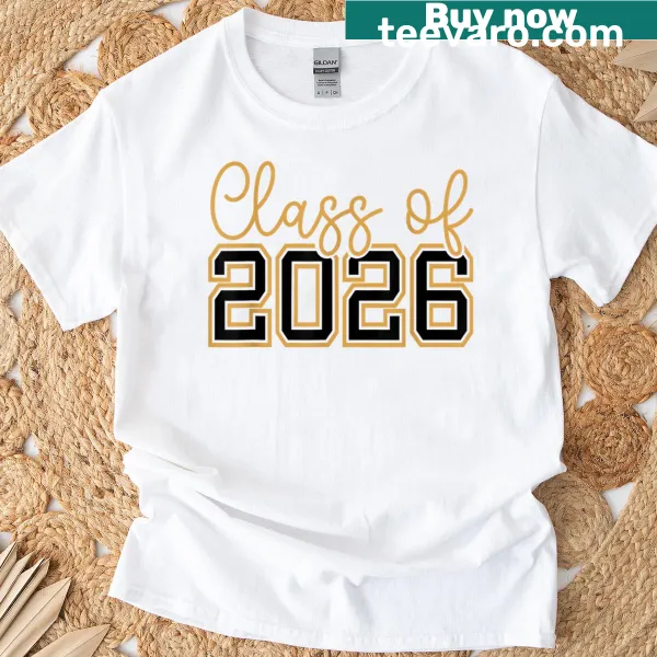 Graduation shirt with 'Class of 2026' text, ideal for seniors.