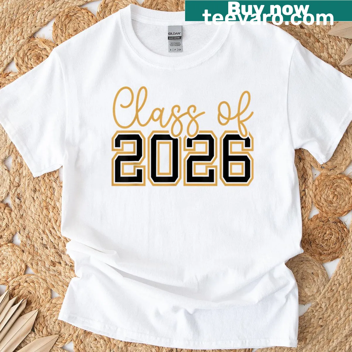 Graduation shirt with 'Class of 2026' text, ideal for seniors. — on a men's t-shirt