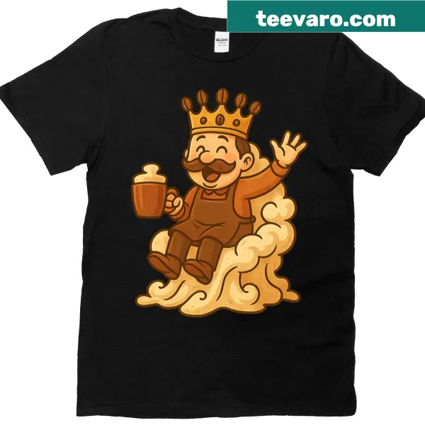Whimsical T-shirt with a royal castle coffee cup design