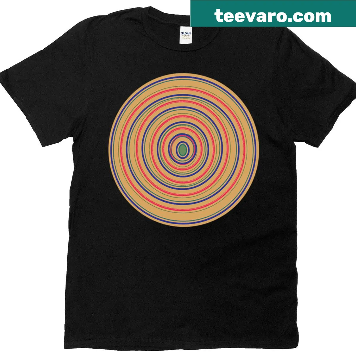 Concentric geometric shapes create a modern abstract design on t-shirt — on a men's t-shirt