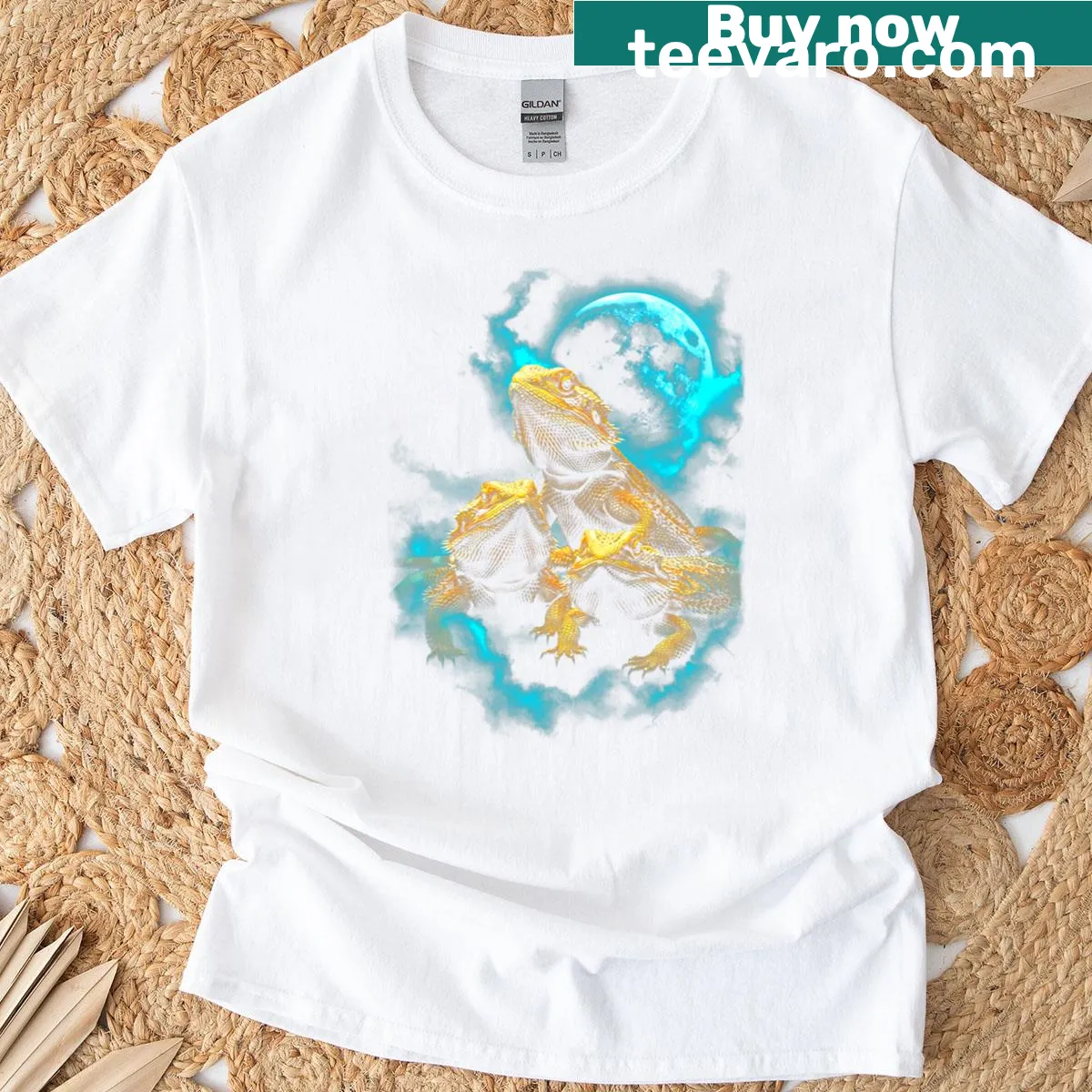 Artistic bearded dragon graphic on a casual t-shirt — on a men's t-shirt