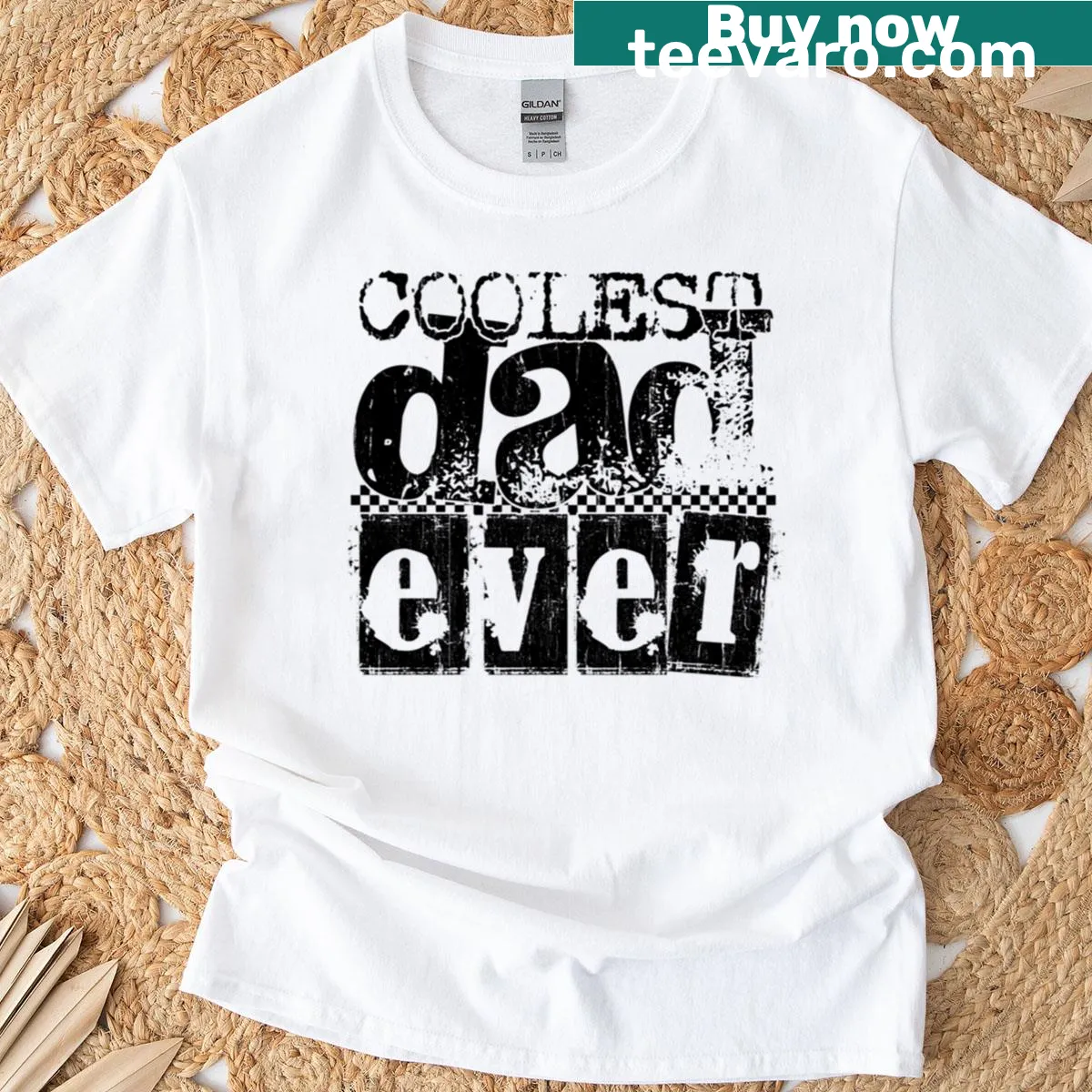 Sentimental t-shirt featuring Coolest Dad Ever typography for fathers — on a men's t-shirt