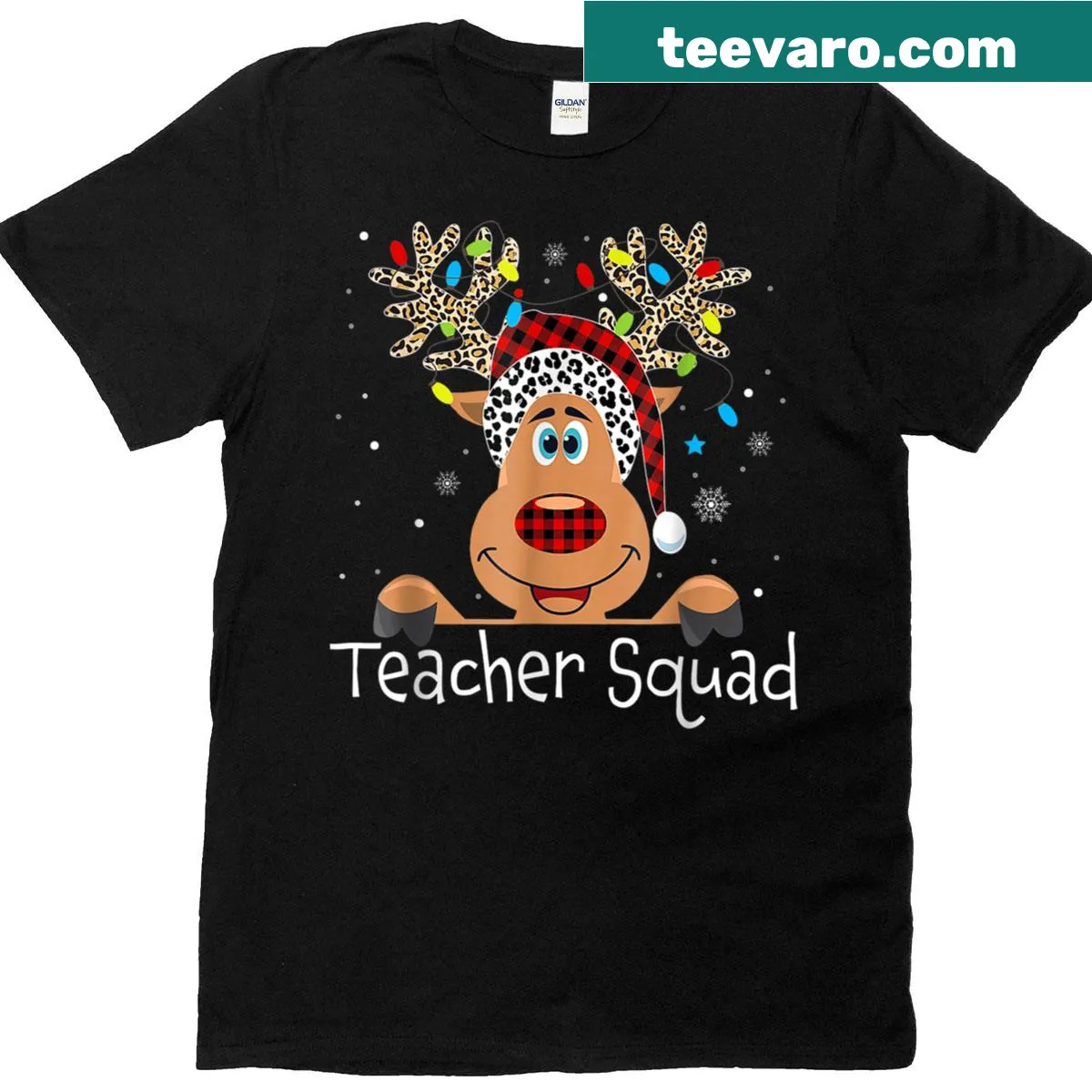 Cute reindeer design for teachers on a Christmas-themed t-shirt — on a men's t-shirt