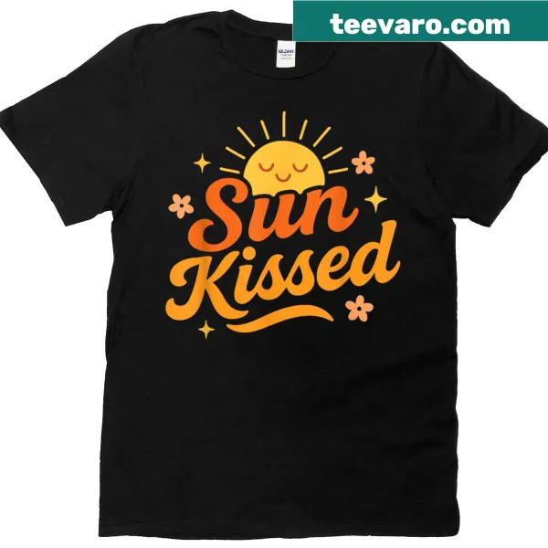 Retro graphic t-shirt with a cute sun design for summer vibes