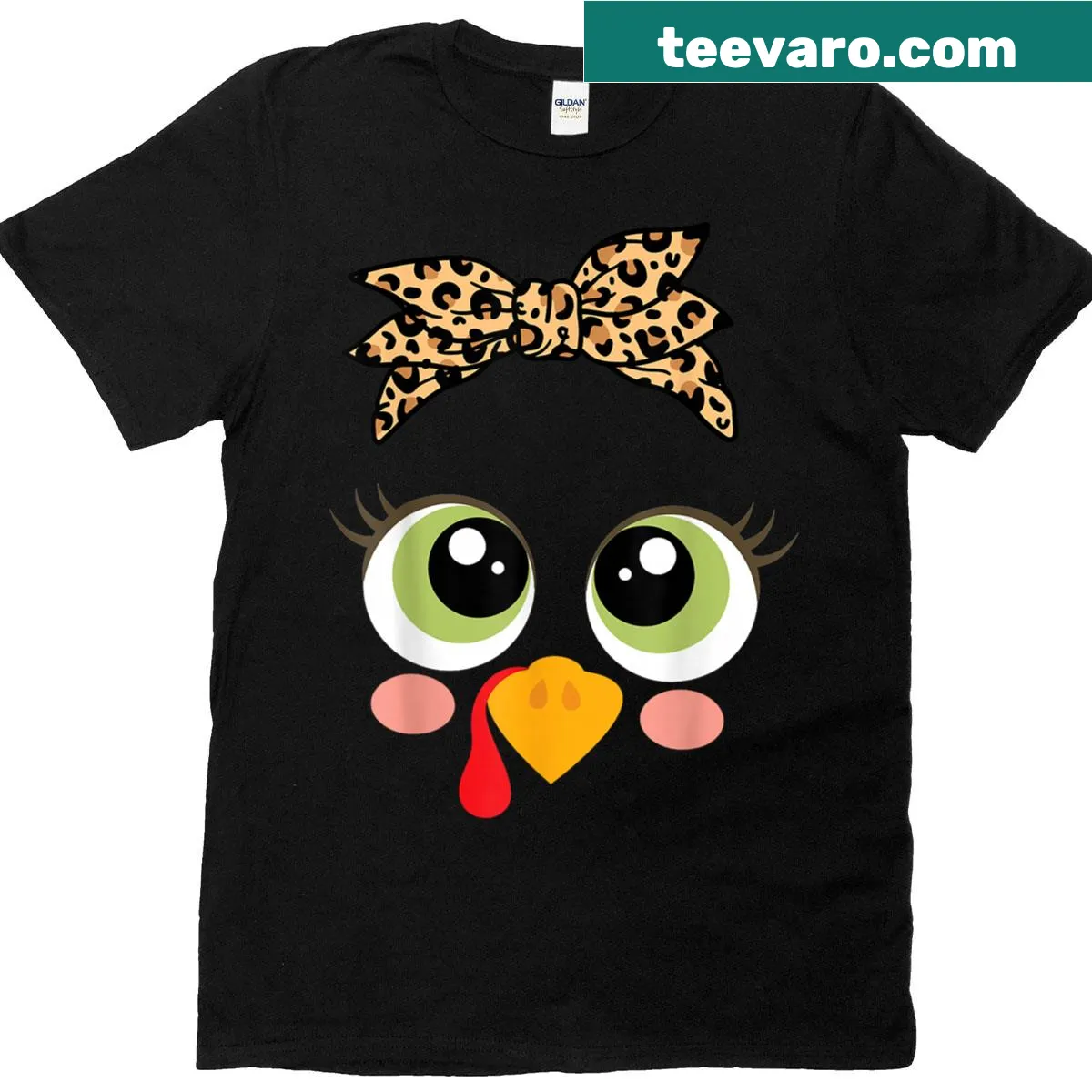 Turkey face with leopard glasses graphic on a t-shirt — on a men's t-shirt