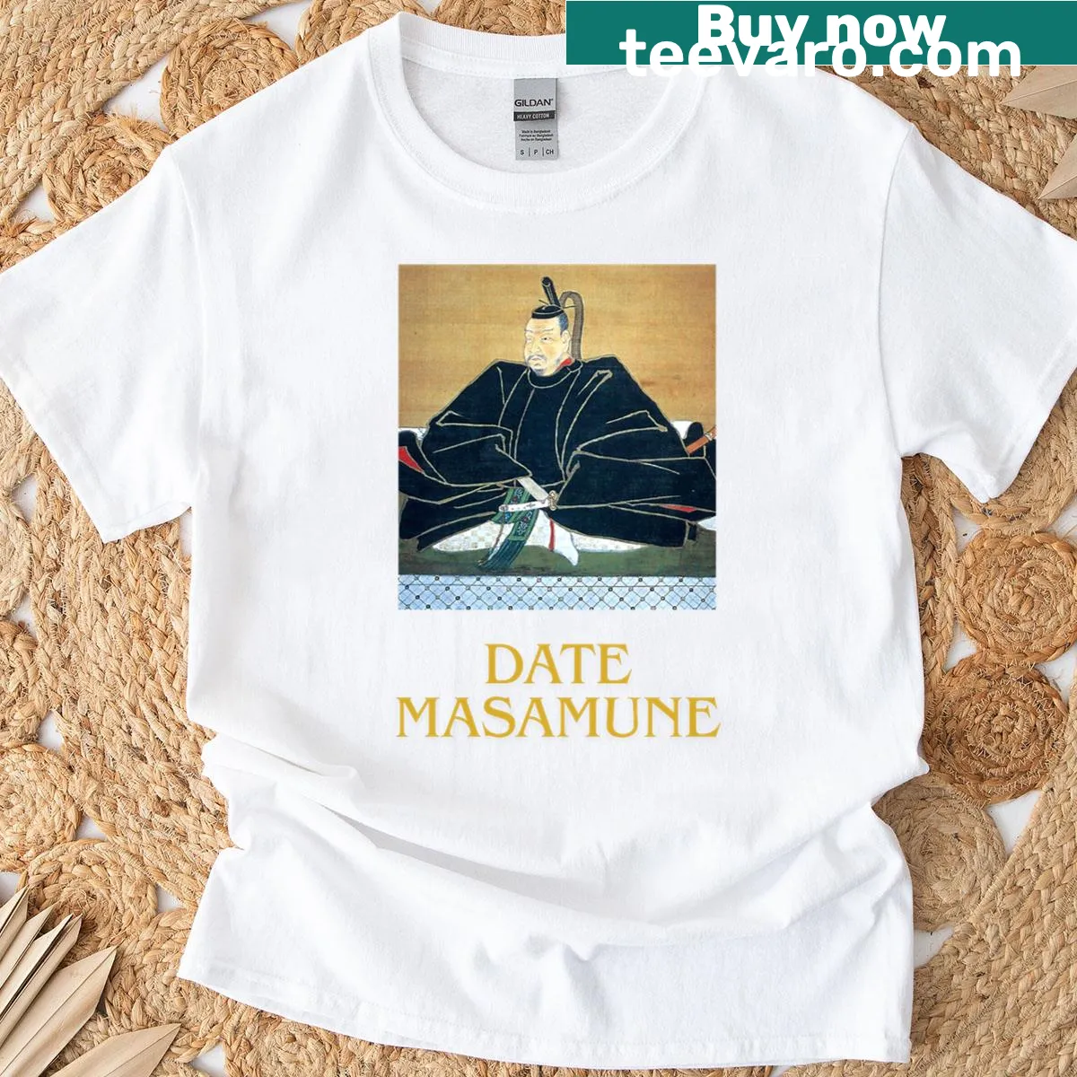 Ukiyo-e portrait of Date Masamune on T-shirt — on a men's t-shirt
