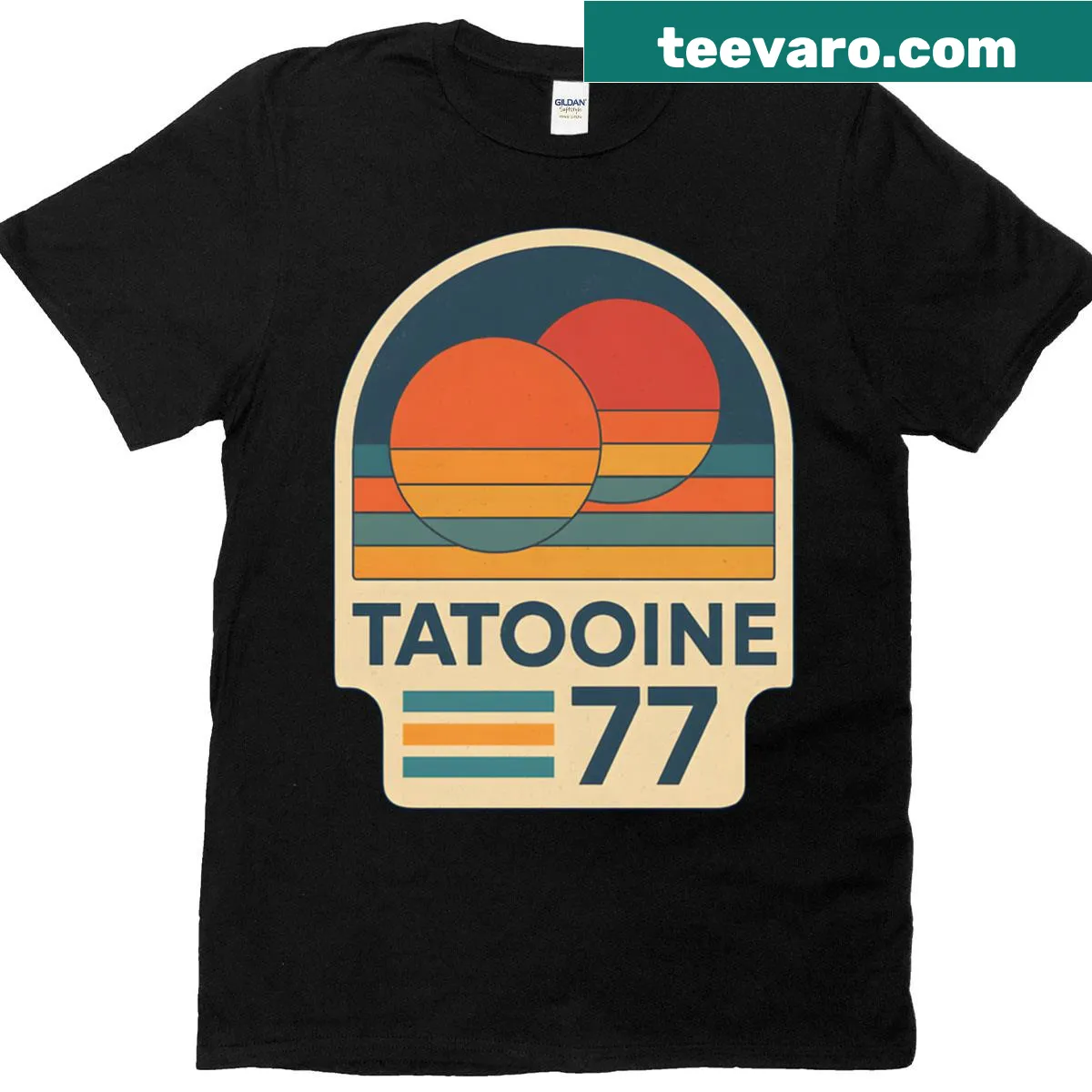 Vintage sunset design of a desert landscape on a T-shirt — on a men's t-shirt