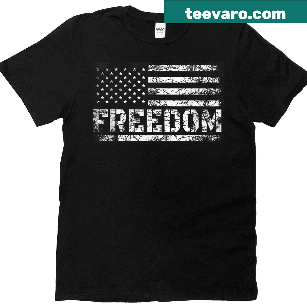 Distressed USA flag design in grunge style on t-shirt — on a men's t-shirt