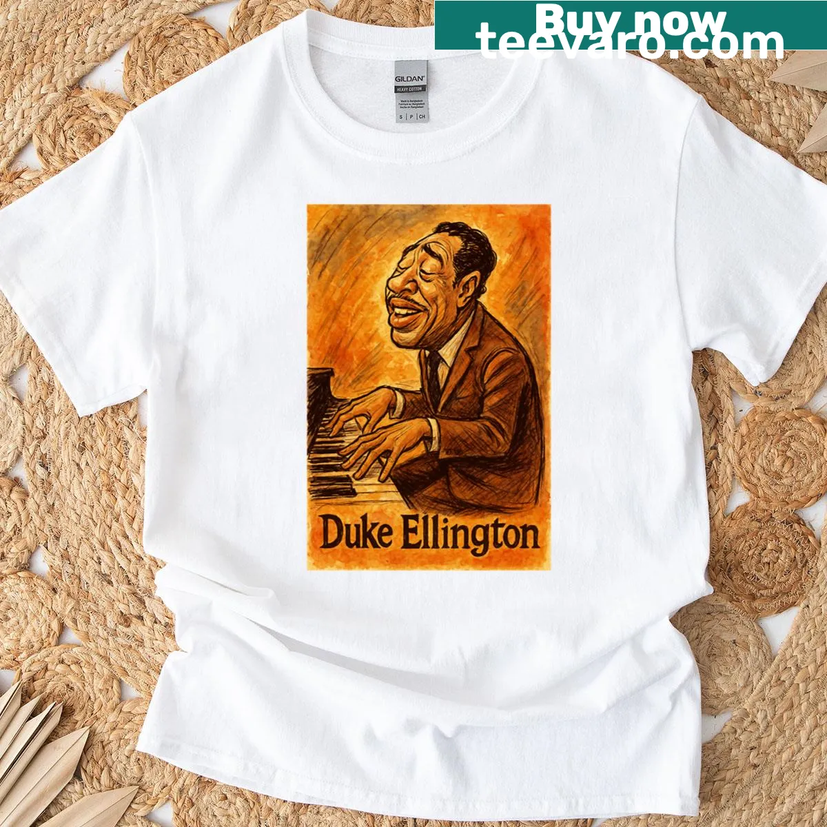 Caricature of Duke Ellington on a T-shirt — on a men's t-shirt