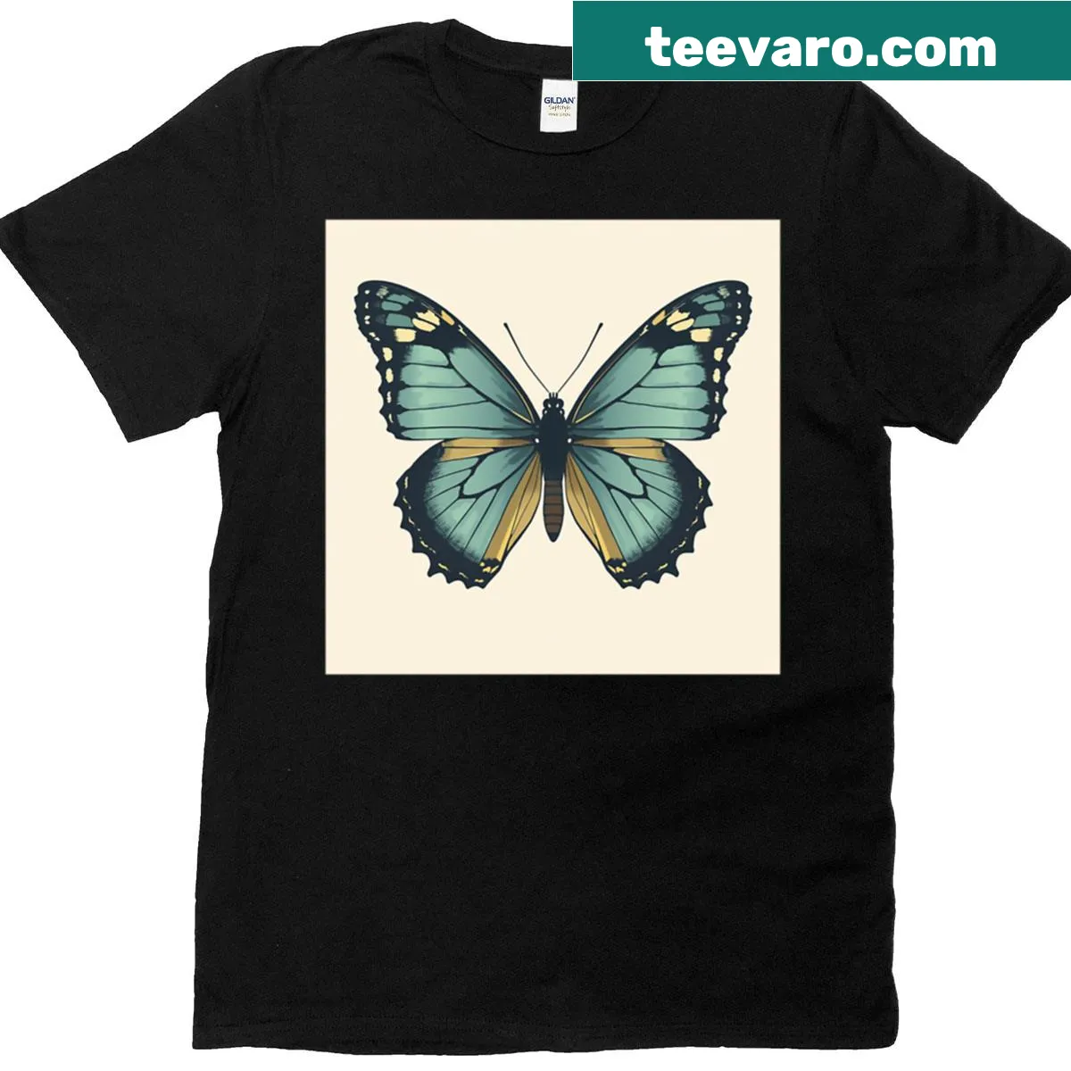 Delicate butterfly illustration on an oversized T-shirt — on a men's t-shirt