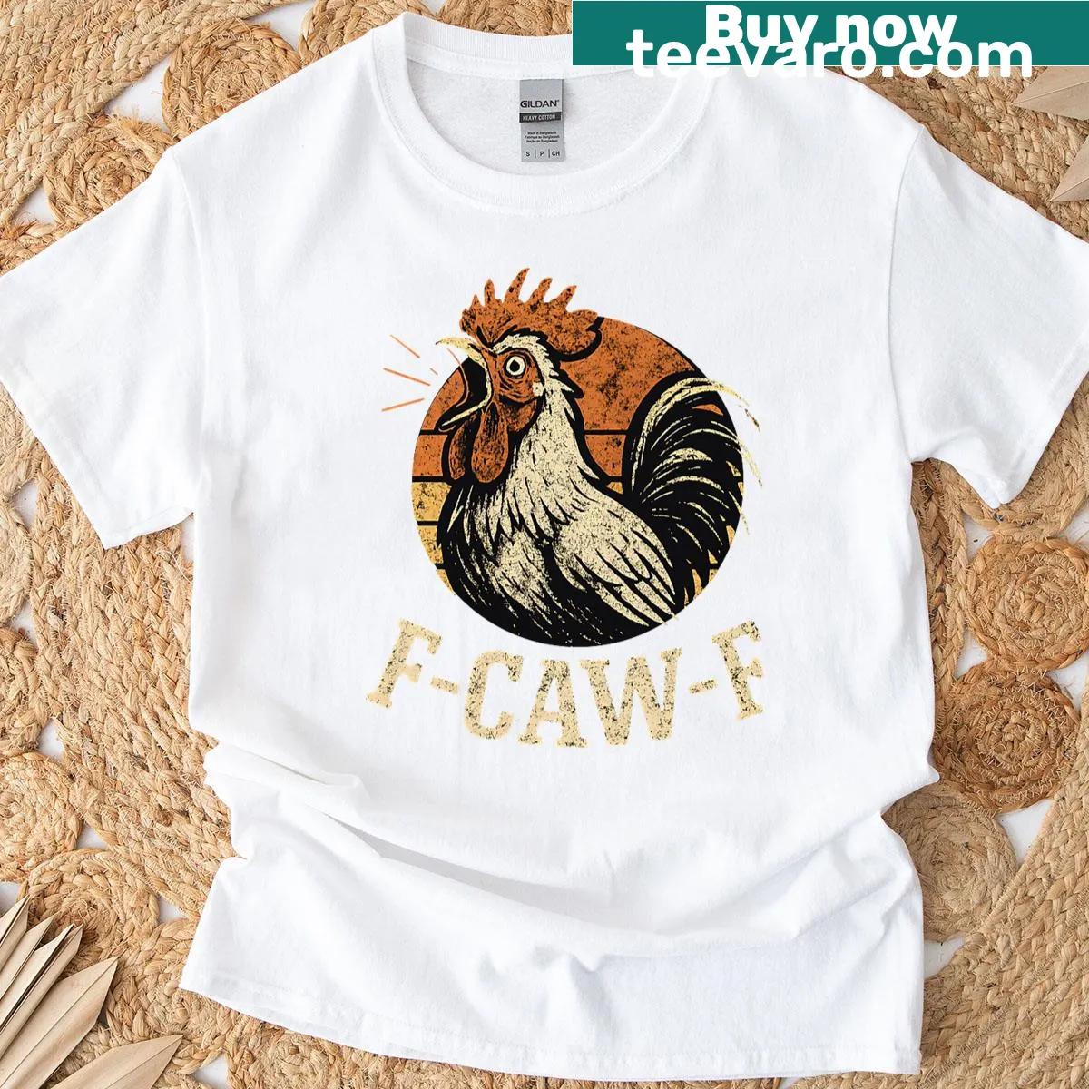 Funny rooster meme T-shirt with cartoon design — on a men's t-shirt