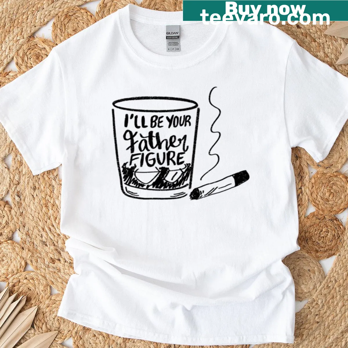 Father Figure T-shirt with heartfelt message design — on a men's t-shirt