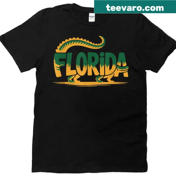 Florida wildlife shirt with playful alligator typography.