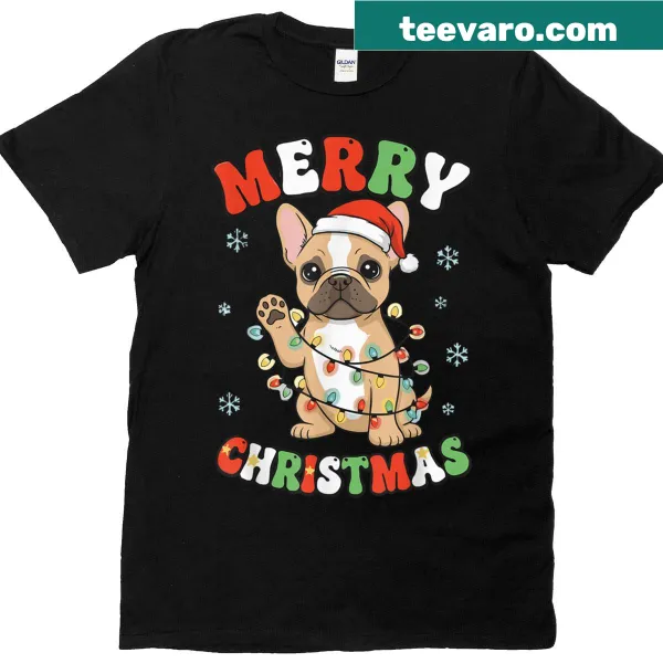 Christmas t-shirt featuring a cute French Bulldog illustration