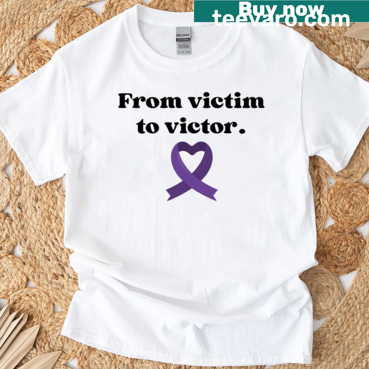 T-shirt with the message 'From Victim To Victor' for advocacy — on a men's t-shirt